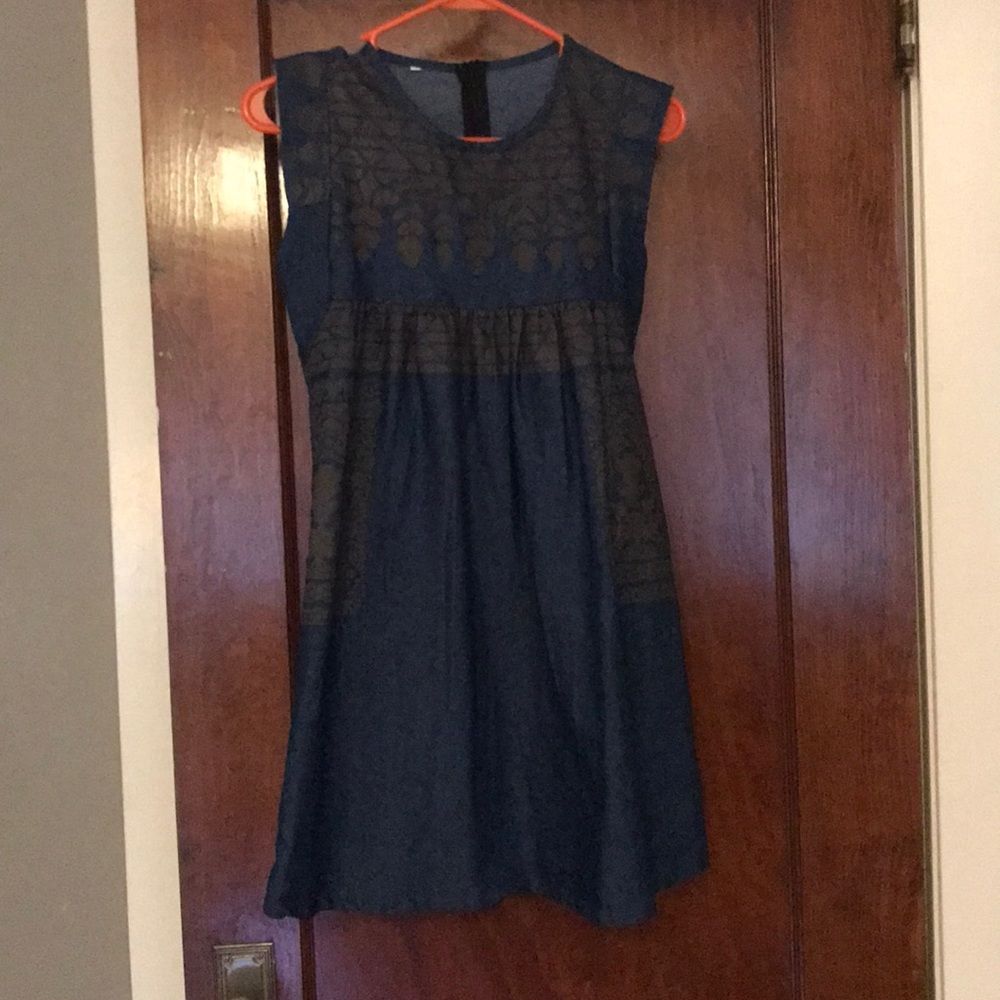 Denim patterned dress